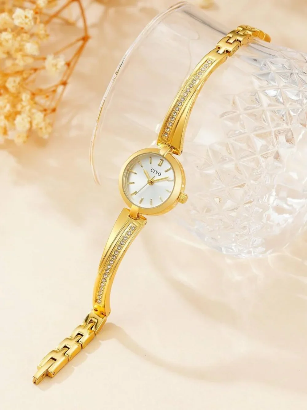 Dainty Gold Bracelet Watch for Women - Stylish Small Wrist Timepiece